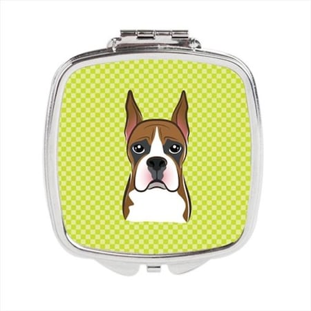 Carolines Treasures BB1285SCM Checkerboard Lime Green Boxer Compact Mirror, 2.75 x 3 x .3 In. BB1285SCM